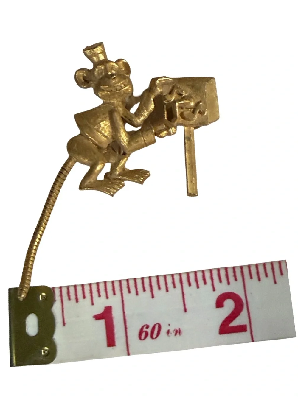 Gold Tone Monkey Music Box Brooch Vintage